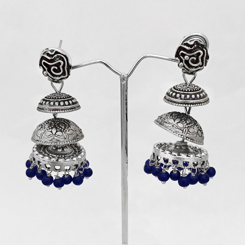 Kriaa Beads Silver Plated Jhumki Earrings