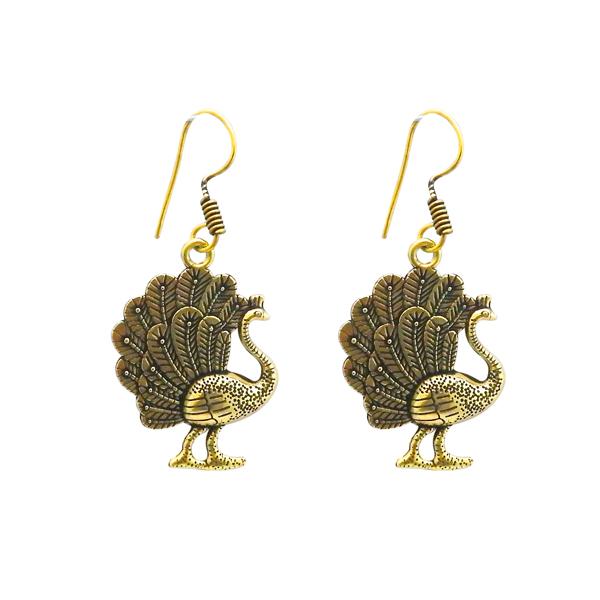 Tip Top Fashions Peacock Antique Gold Plated Dangler Earrings - 1311603