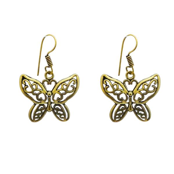 Tip Top Fashions Antique Gold Plated Butterfly Dangler Earrings - 1311606