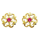 Kriaa Pink Austrian Stone Gold Plated Floral Stud Earring - 1311738