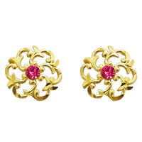 Kriaa Pink Austrian Stone Gold Plated Floral Stud Earring - 1311738