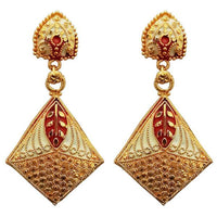 Kriaa Maroon Meenakari Gold Plated Dangler Earrings - 1311759