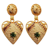 Kriaa Meenakari Gold Plated Heart Shape Dangler Earrings - 1311762