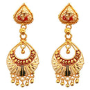 Kriaa Maroon Meenakari Gold Plated Dangler Earrings - 1311774