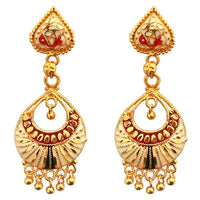 Kriaa Maroon Meenakari Gold Plated Dangler Earrings - 1311774