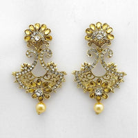 Kriaa Yellow Austrian Stones Gold Plated Dangler Earrings - 1312022