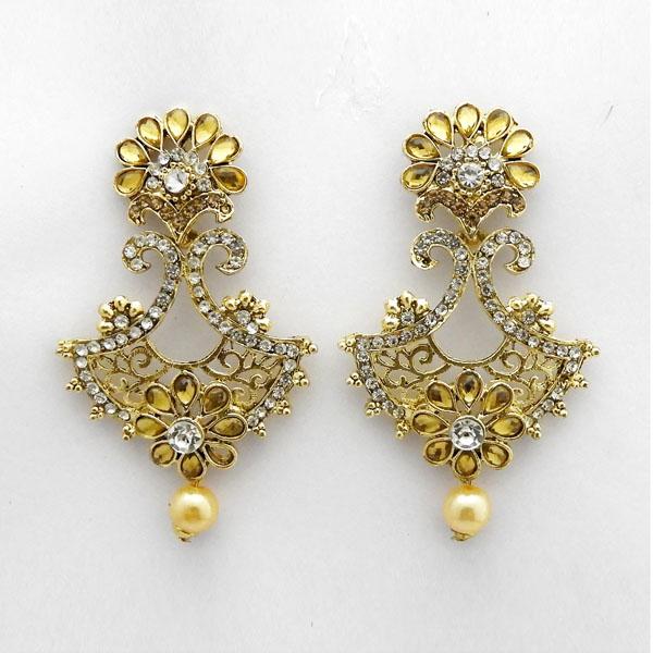 Kriaa Yellow Austrian Stones Gold Plated Dangler Earrings - 1312022