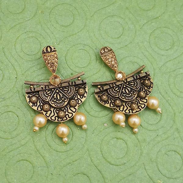Tip Top Fashions Gold Plated Pearl Dangler Earrings - 1312027B