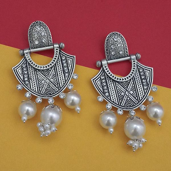 Tip Top Fashions Oxidised Pearl Dangler Earrings - 1312030A
