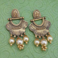 Tip Top Fashions Gold Plated Pearl Dangler Earrings - 1312031B