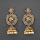 Kriaa Gold Plated Stone And Blue Meenakari Matte Dangler Earrings - 1312044C