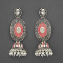 Kriaa Silver Plated Stone And Red Meenakari Matte Dangler Earrings - 1312049B
