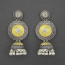 Kriaa Silver Plated Stone And Yellow Meenakari Matte Dangler Earrings - 1312050A