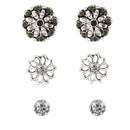 Kriaa Black Rhodium Plated Stone Stud Earrings Set