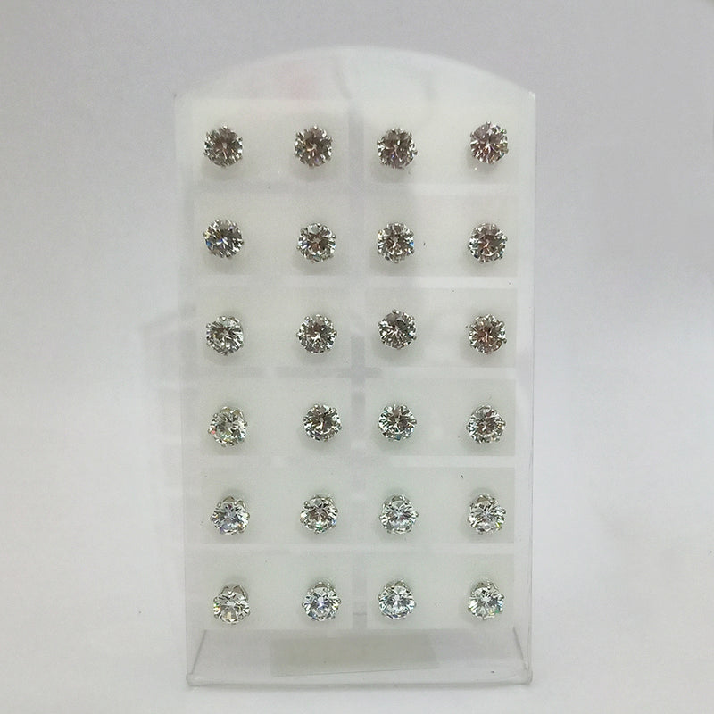 14Fashions Set of 12 CZ Stone Stud Earrings Combo