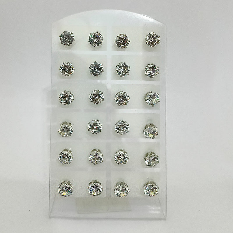 14Fashions Set of 12 CZ Stone Stud Earrings Combo