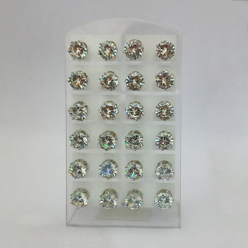 14Fashions Set of 12 CZ Stone Stud Earrings Combo