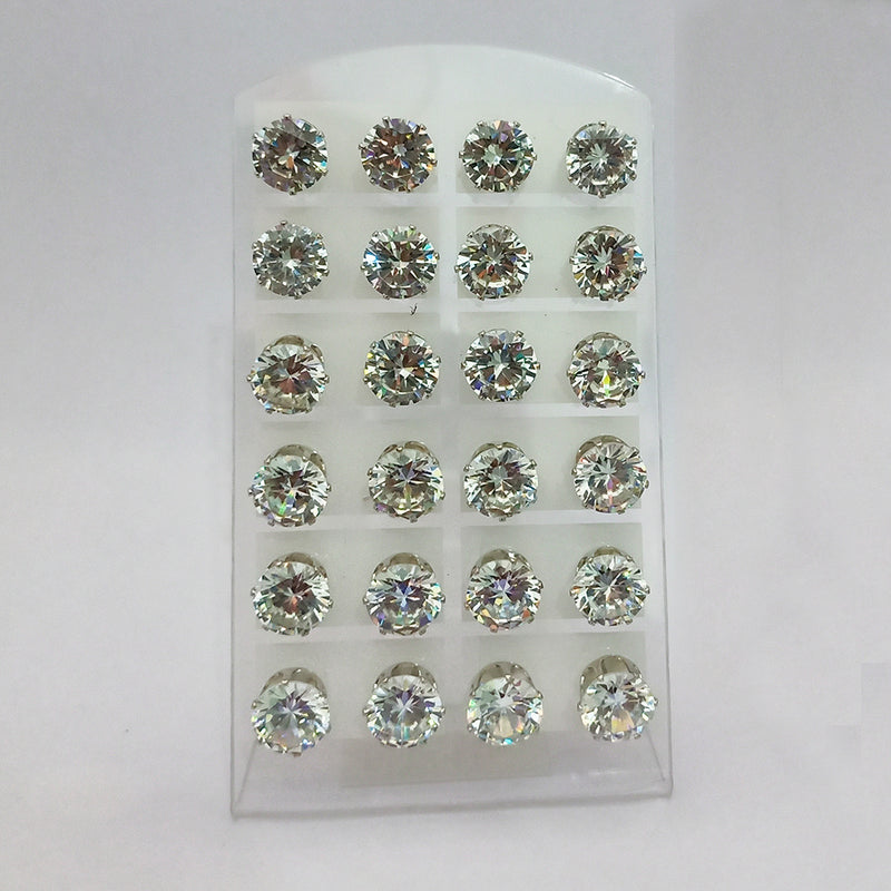 14Fashions Set of 12 CZ Stone Stud Earrings Combo