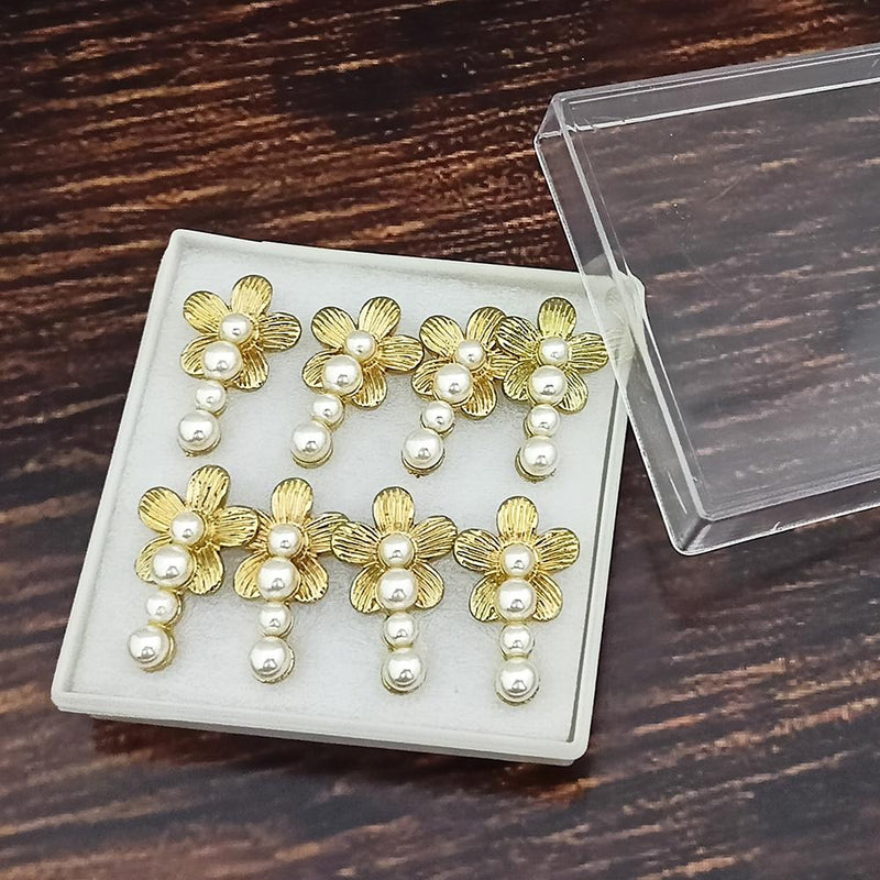 Kriaa Gold Plated Pearl Pack Of 4 Stud Earrings  - 1312185