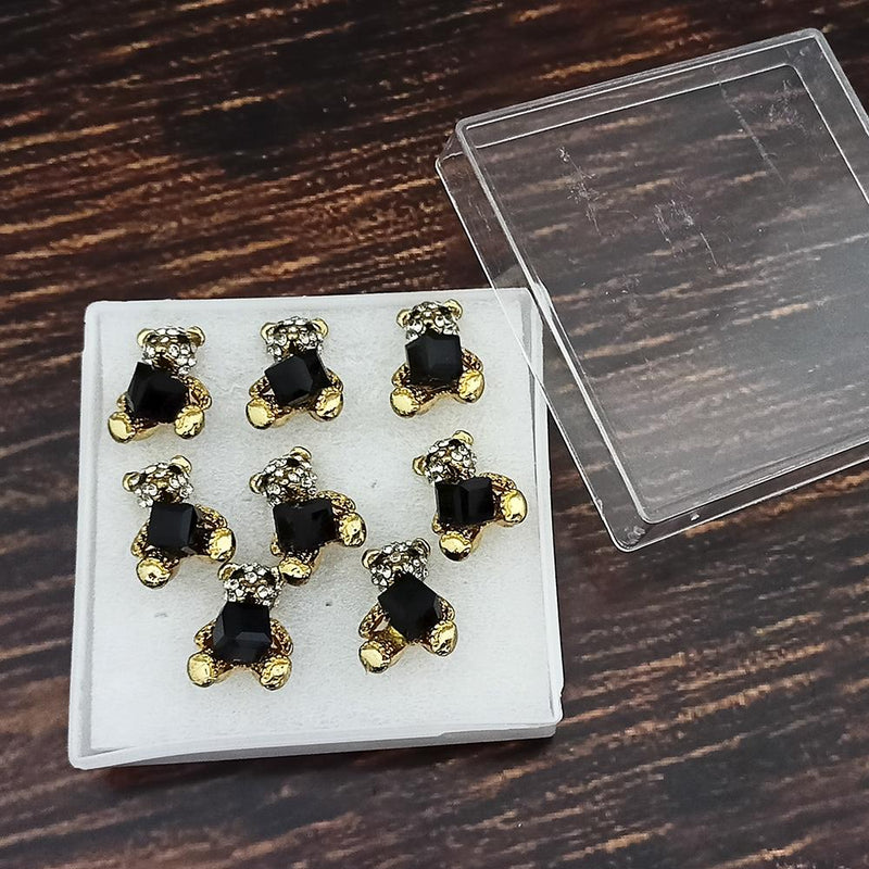 Kriaa Gold Plated Austrian Stone  Pack Of 4 Teddy Shape Stud Earrings  - 1312188