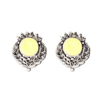 Kriaa Yellow Opaque Stone Rhodium Plated Stud Earrings - 1312208E