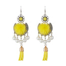 Jeweljunk Yellow Thread Rhodium Plated Earrings - 1312301E