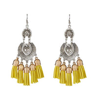 Tip Top Fashions Yellow Thread Rhodium Plated Earrings - 1312302E