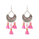 Jeweljunk Rhodium Plated Pink Beads Thread Earrings - 1312306B
