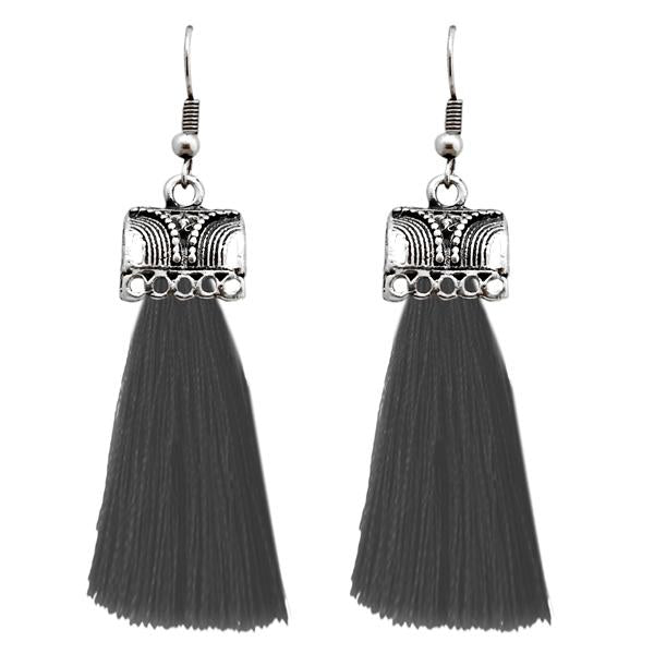 Jeweljunk Grey Gold Plated Thread Earrings - 1312310A