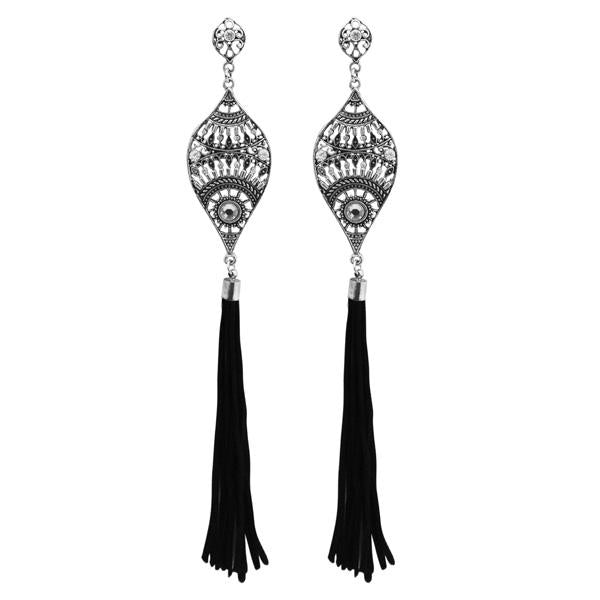 Tip Top Fashions Rhodium Plated Stone Thread Earrings - 1312314B