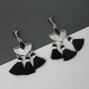 Jeweljunk Black Austrian Stone Thread Earrings  - 1312321E
