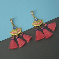 Jeweljunk Multi Austrian Stone Thread Earrings - 1312324D