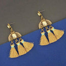 Jeweljunk Yellow Austrian Stone Thread Earrings - 1312327C