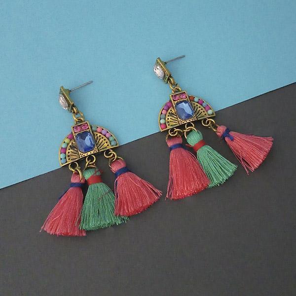 Jeweljunk Multi Austrian Stone Thread Earrings  - 1312327D