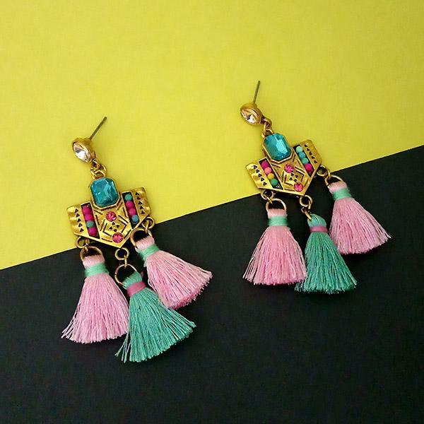 Jeweljunk Multi Austrian Stone Thread Earrings - 1312330D