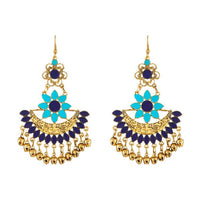 Jeweljunk Blue Meenakari Gold Plated Afghani Earrings - 1312403E