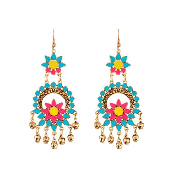 Tip Top Fashions Multi Color Meenakari Afghani Earrings - 1312405B