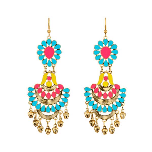 Jeweljunk Multi Color Meenakari Afghani Earrings - 1312407B