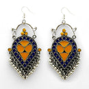 Kriaa Blue And Yellow Meenakari Afghani Earrings