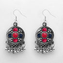 Jeweljunk Multi Meenakari Rhodium Plated Afghani Earrings - 1312416F
