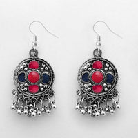 Jeweljunk Multi Meenakari Rhodium Plated Afghani Earrings - 1312416F