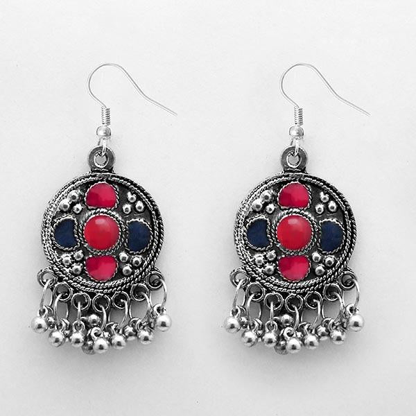 Jeweljunk Multi Meenakari Rhodium Plated Afghani Earrings - 1312416F