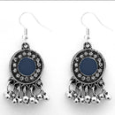 Jeweljunk Oxidised Plated Blue Meenakari Afghani Earrings - 1312426B