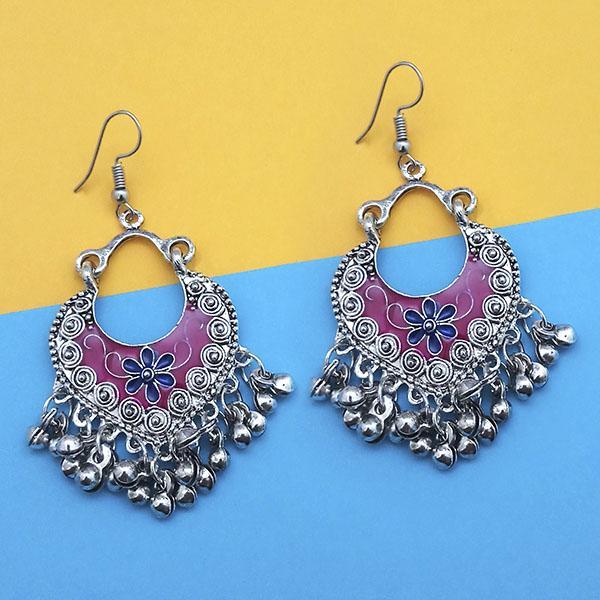 Tip Top Fashions Purple And Blue Silver Plated Meenakari Afghani Earrings - 1312435A