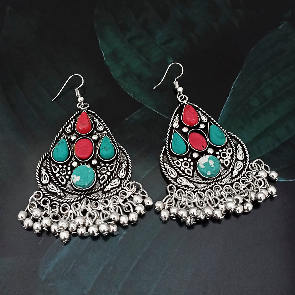 Jeweljunk Multicolor Beads Oxidised Afghani Earrings