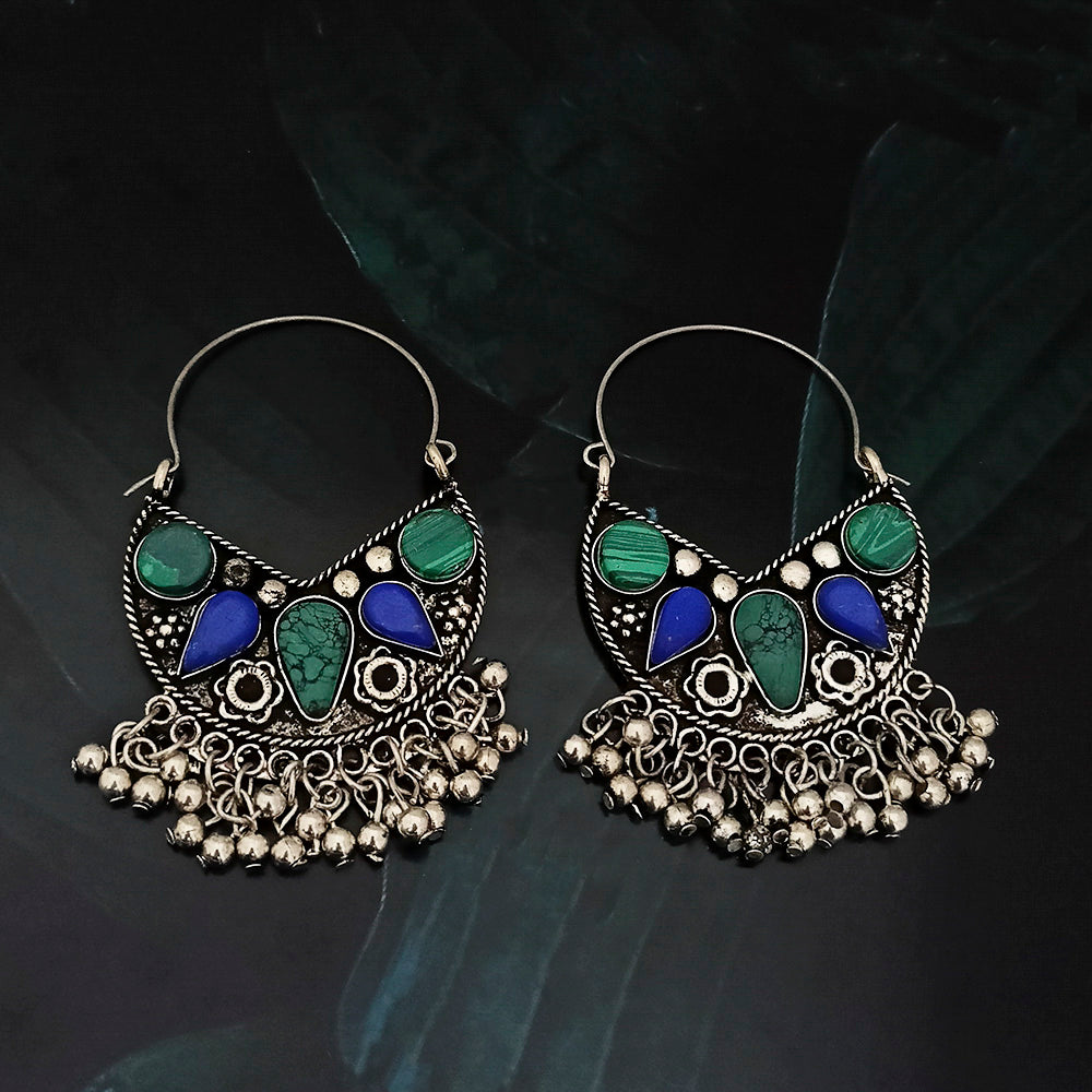 Jeweljunk Multicolor Beads Oxidised Afghani Earrings