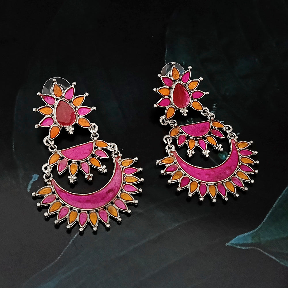 Jeweljunk Meenakari  Oxidised Afghani Dangler Earrings