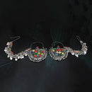 Jeweljunk Multicolor Kundan Oxidised Afghani Kan Chain Earrings