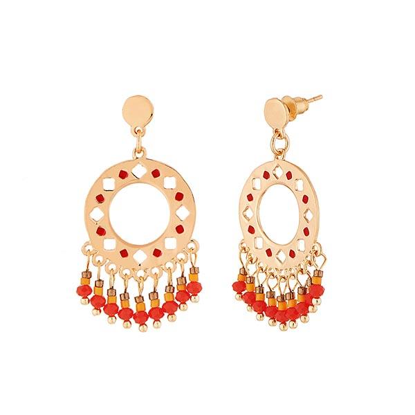 Urthn Red Meenakari Gold Plated Dangler Earrings - 1312510A