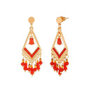 Urthn Red Stone Gold Plated Dangler Earrings